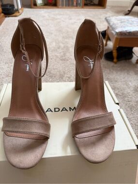 J. Adam Women’s Ankle-Strap Block Heels in Taupe Suede